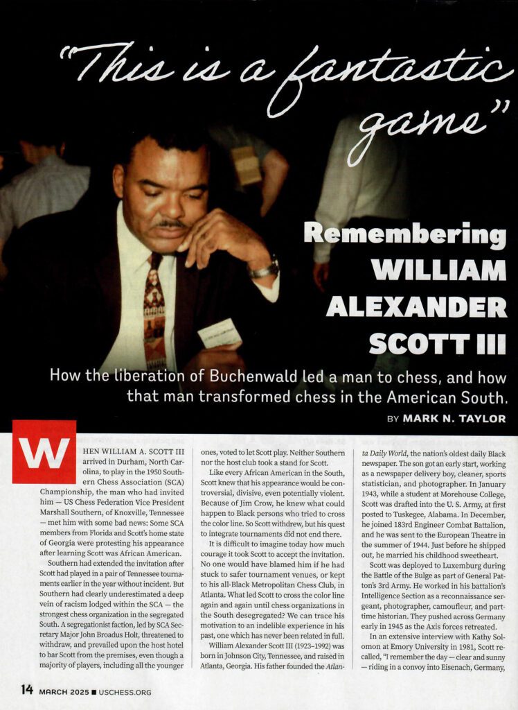 Remembering William Alexander Scott III - U.S. Chess Life (March 2025)