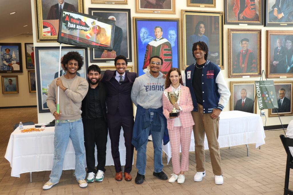 Howard University... 2025 HBCU Chess Champions!
Jadon Wolfe, Sameer Acharya, Malik Castro-Devarona, Matthew Rhone, Tiffany Harris (Tournament Directory), Ben King