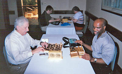 Alan Dicey vs. Michael Davis at the 2004 U.S. Blind Championship. Davis won the game enroute to a 4-0 performance and his first championship.