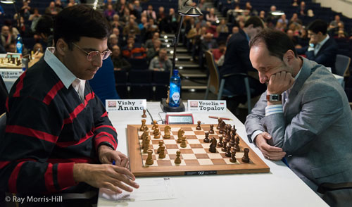 Anand played a nice game today against Veselin Topalov. Photo by Ray Morris-Hill.