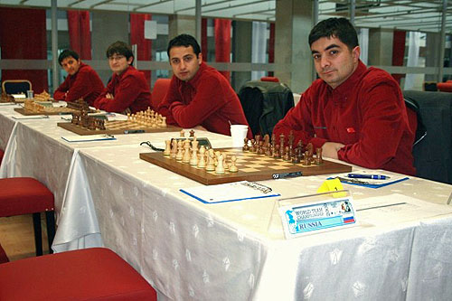 Team Turkey: (L-R) IM Baris Esen, IM Mustafa Yilmaz, IM Mert Erdogdu, GM Kivanc Haznedaroglu